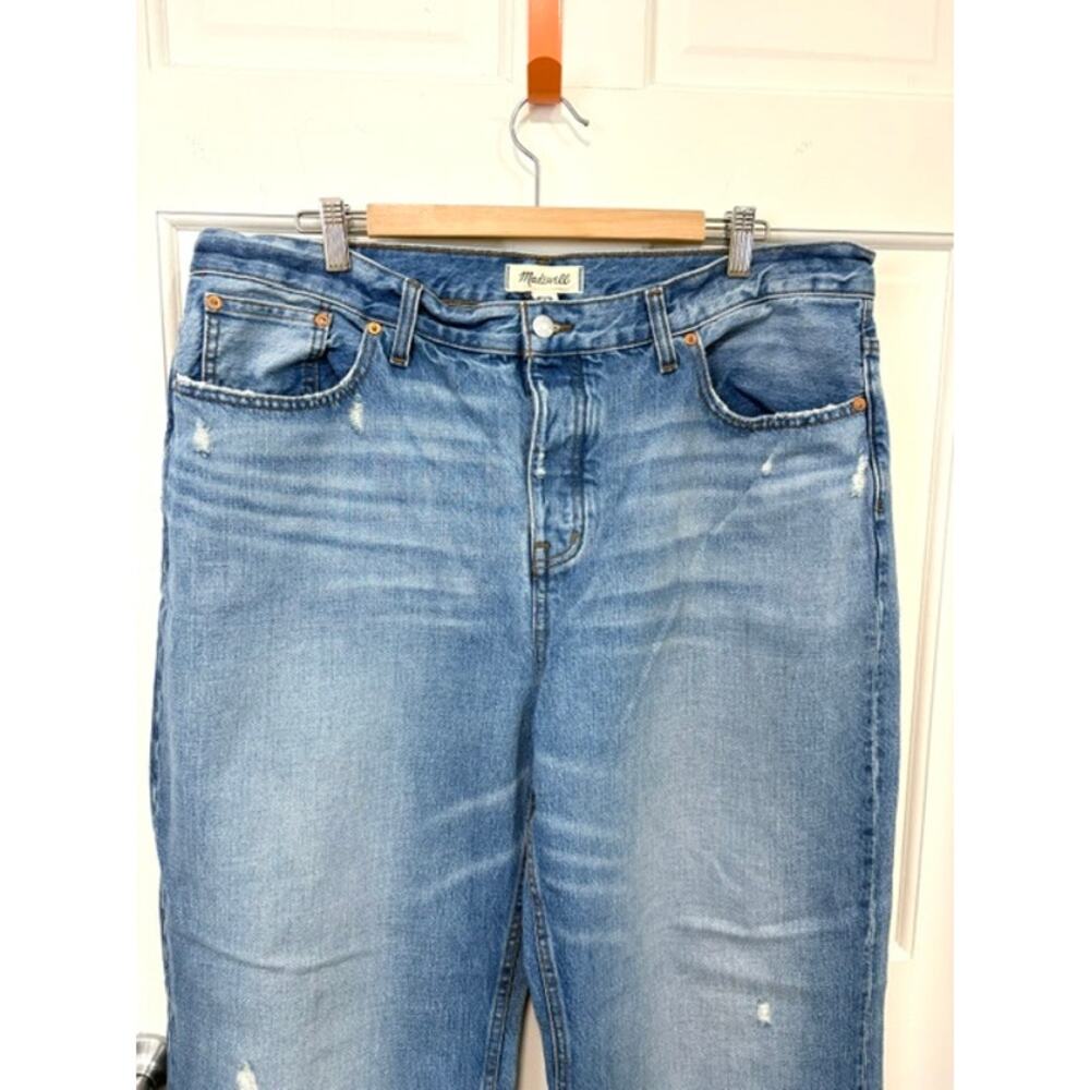 Madewell Low Slung Baggy Jeans Sz 32 NS198 Distressed Wide Leg Button Fly Cotton - Picture 3 of 13